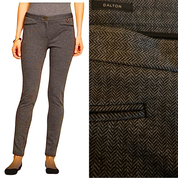 Talbots Pants - Talbots Dalton Equestrian Pants 8 Herringbone Stretch Tapered Ankle Grey Brown